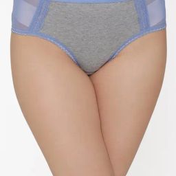 Clovia Grey Textured Mid Waist Hipster Panty-image-96