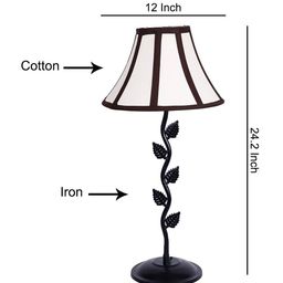 Devansh White & Brown Printed Traditional Table Lamp with Shade image 5