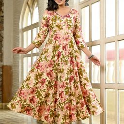 RANI PRINTS Floral Print Fit & Flare Midi Ethnic Dress-image-30