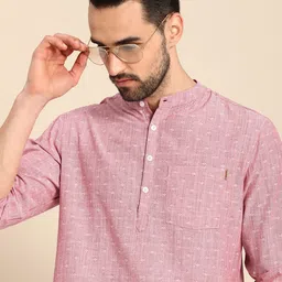 Anouk Men Pink Woven Design Pure Cotton Kurta-20