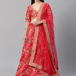 FABPIXEL Embroidered Semi-Stitched Lehenga & Unstitched Blouse With Dupatta-10