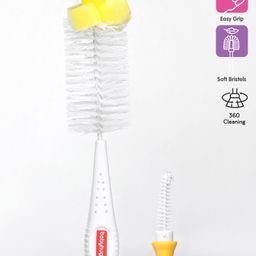 Babyhug 2 In 1 Bottle & Nipple Cleaning Brush - Yellow-image-20
