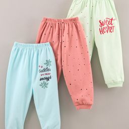 Mini Donuts Full Length Lounge Pant Text & Dot Print Pack Of 3 - Multicolor-picture-16