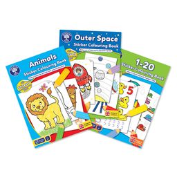 Orchard Toys Set of 3 Outer Space Animals and 1 to 20 Sticker Colouring Books - English-21