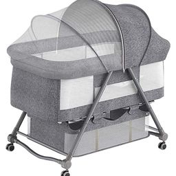 House of Quirk Foldable Adjustable & Breathable Cradle Crib Baby Rack - Grey-13