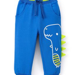 Babyhug Cotton Looper Knit Full Length Lounge Pant Dino Printed - Blue-image-96