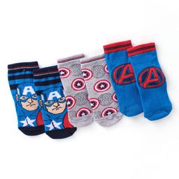 Cute Walk Disney By Babyhug Anti Bacterial Ankle Length Socks Bat Man Design Pack Of 3 - Multicolour-image-14