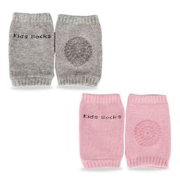Chinmay Kids Knee Pads with Anti-Slip Padded Stretchable Elastic Cotton Soft Comfortable Pack of 2 -Grey & Pink-24