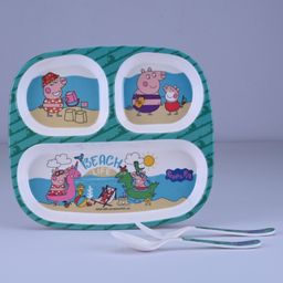 Servewell Peppa Pig Theme 3 Section Plate with Fork & Spoon - Multicolor-5