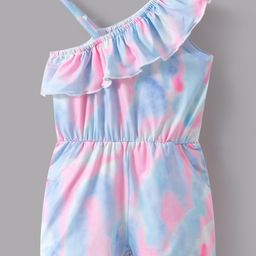 Kookie Kids Sleeveless Jumpsuit With Tie & Dye Print - Pink & Blue-image-56