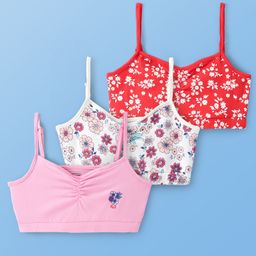 Pine Kids Cotton Sleeveless Bralettes With Floral Print Pack of 3 (Colour May Vary)-image-103