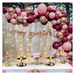 Bubble Trouble Happy Birthday Decorations  Pink Balloons DIY Combo Kit with White Net Curtain Cloth & Fairy LED Lights - Pack of 69-image-15