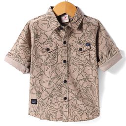 Ruff Cotton Woven Full Sleeves Floral Printed Shirt - Tan-image-23