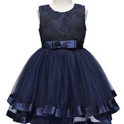 Mark & Mia Woven Sleeveless Party Dress With Floral Embroidery - Navy Blue-image-99