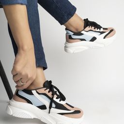 Shoetopia Colour Blocked Walking Shoes - Black-image-6