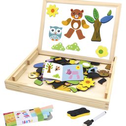 NEGOCIO Wooden Multifunction Animal Puzzle Board Double-Sided Magnetic Drawing & Writing Blackboard, Early Learning Educational Toy For Baby- PACK OF 1- COLOR MAY VARY-image-17