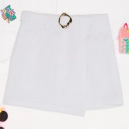 Pantaloons Junior Cotton Woven Solid Skirt With Belt - Off White-picture-8
