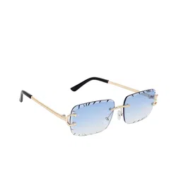PELLE LUXUR Unisex Blue Lens & Gold-Toned Rectangle Sunglasses with-picture-37