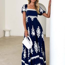 StyleCast Women Ethnic Motif Printd Square Neck Fit & Flare Maxi Dress-image-10