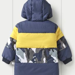 Babyoye Full Sleeves Reversible Polyester Jacket Camo & Color Block Print- Navy Blue image 3