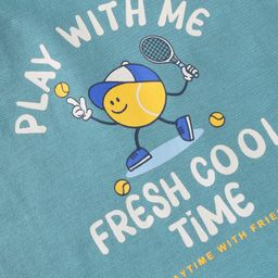 Zero Sinker Knit Sleeveless Vest With Play With Me Text Print - Turquoise image 3