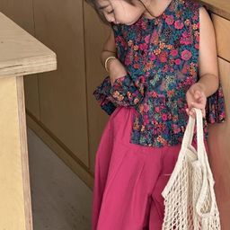 LULU & SKY Girls Printed Sleeveless Pure Cotton Top With Trouser-image-32