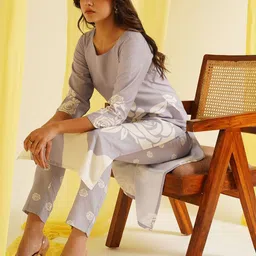 KALINI Women Floral Printed Kurta with Trousers-image-59