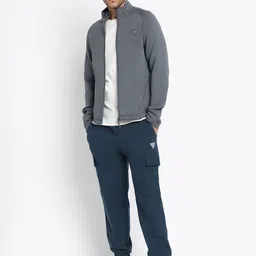 GUESS Men Mock Collar Long Sleeves Front-Open Sweatshirt-picture-11