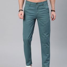 Roadster Men Teal Blue Slim Fit Solid Chinos-image-85