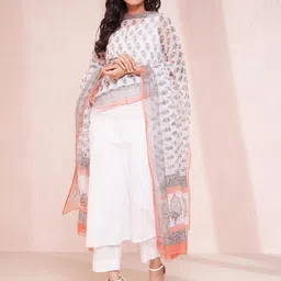 Fabindia Floral Printed Cotton Silk Dupatta-26