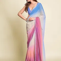 Caracola Ombre Embroidered Pure Chiffon Saree-picture-37