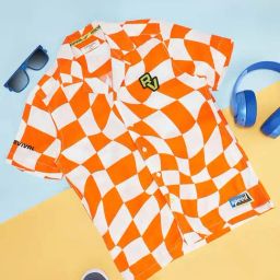 Pantaloons Junior Kids Orange & White Printed Shirt-image-73