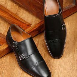 Louis Stitch Men's Black Monk Shoes-image-48