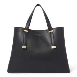 Forever New Casey Black PU Solid Tote Handbag-37