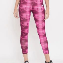 Clovia Pink Tie - Dye Slim Fit Tights-image-21
