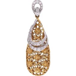 crash.club By CKC 18k Gold & Diamond Intricate Floral Mesh with Curved Accents Pendant-image-26