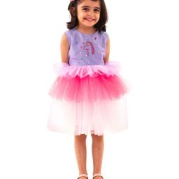A Little Fable Kids Lavender Embroidered Dress-image-87
