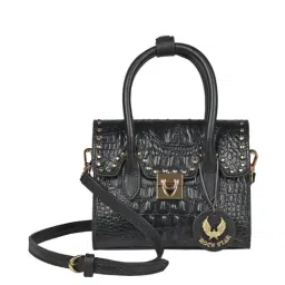 Hidesign Black Textured Medium Handbag-image-36