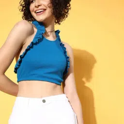 Da Intimo Blue Halter Neck Bralette-picture-32