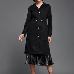 Miss Chase Black Relaxed Fit Longline Coat-picture-46