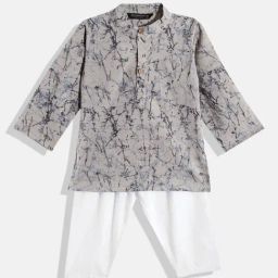 READIPRINT FASHIONS Kids Beige & White Printed Full Sleeves Kurta With Pyjamas-image-72