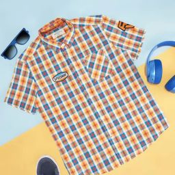 Pantaloons Junior Kids Multicolor Cotton Chequered Shirt-image-34