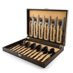 FnS Phoniex Black Stainless Steel Cutlery - Set of 24 image 1