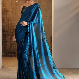 Libas Beads and Stones Satin Saree-image-11