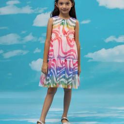 Lil Drama Girls Multicolor Printed Fit & Flare Dress-picture-14