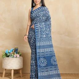 SHANVIKA Blue Pure Cotton Printed Saare-picture-29