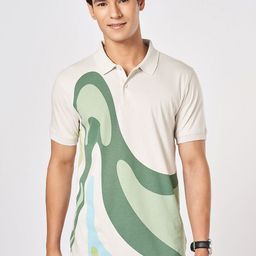 BYFORD by Pantaloons Men Abstract Printed Polo Collar Cotton Slim Fit T-shirt-image-78