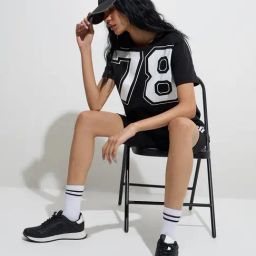 Studiofit by Westside Black Numerical-Printed Cotton T-Shirt-image-12