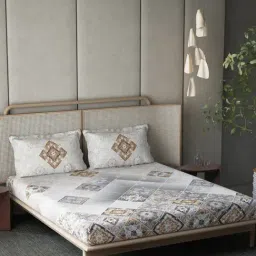 DDECOR Live beautiful Grey Cotton Ethnic 145 TC Double Flat Bedsheet with 2 Pillow Covers-image-26