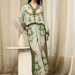 Biba Printed V-Neck Top With Palazzo Co-Ords-56